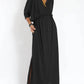 Women's Casual Solid Color V-Neck Slit Dress 