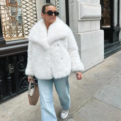 Veste fausse fourrure élégante pour chaleur maximale